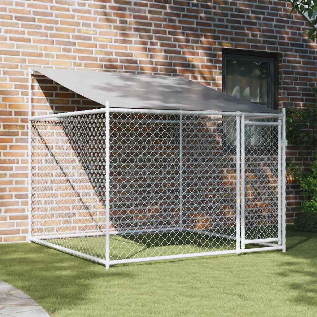 vidaXL Jaula para cão com telhado/porta 2x2x2 m aço galvanizado cinza