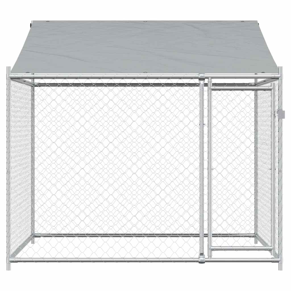 vidaXL Jaula para cão com telhado/porta 2x2x2 m aço galvanizado cinza