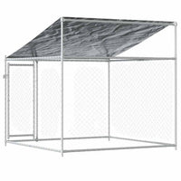vidaXL Jaula para cão com telhado/porta 2x2x2 m aço galvanizado cinza