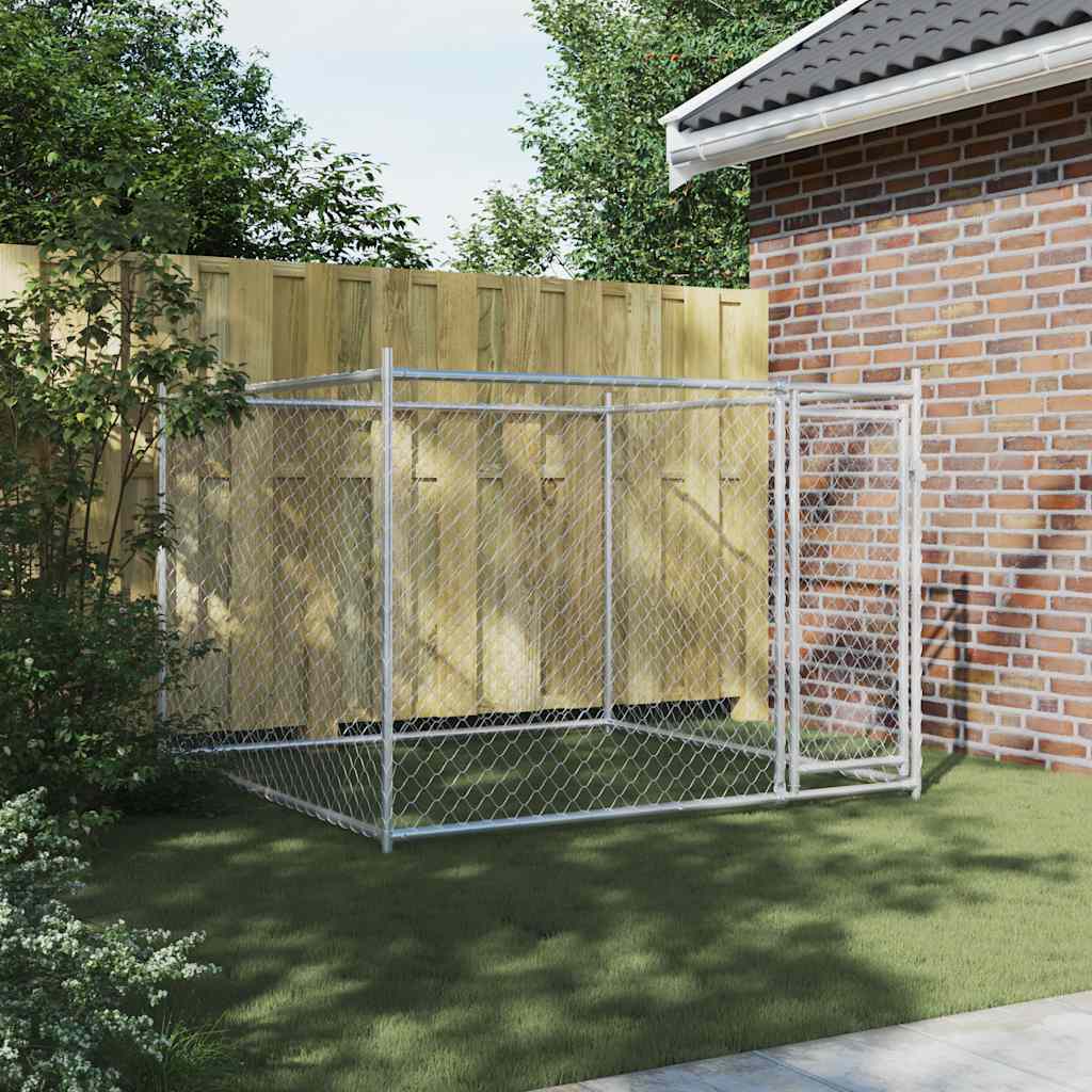 vidaXL Jaula para cão com porta 2x2x1,5 m aço galvanizado cinzento