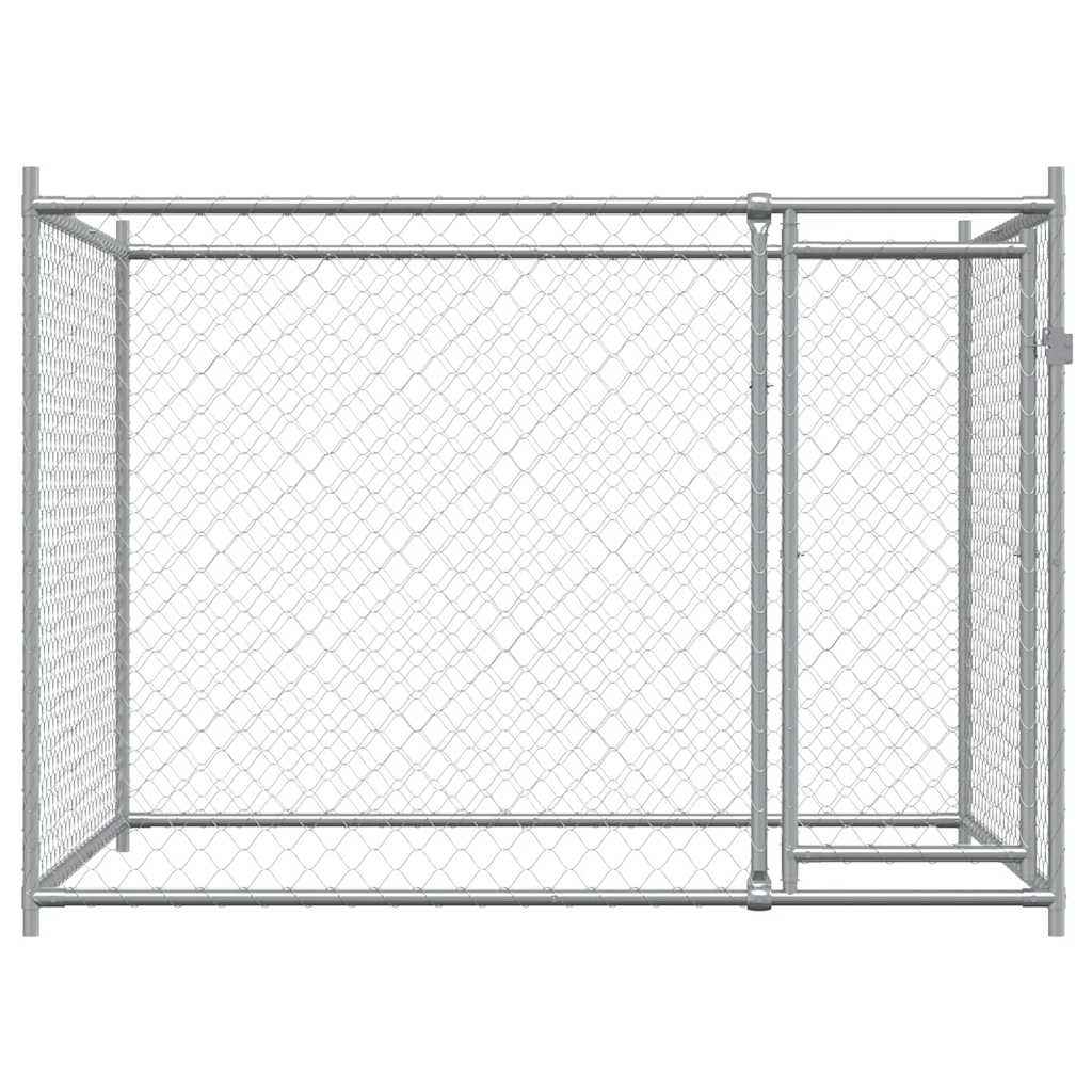 vidaXL Jaula para cão com porta 2x2x1,5 m aço galvanizado cinzento