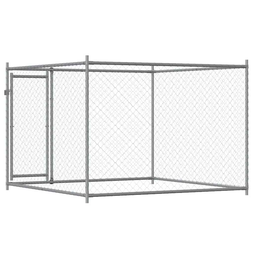 vidaXL Jaula para cão com porta 2x2x1,5 m aço galvanizado cinzento