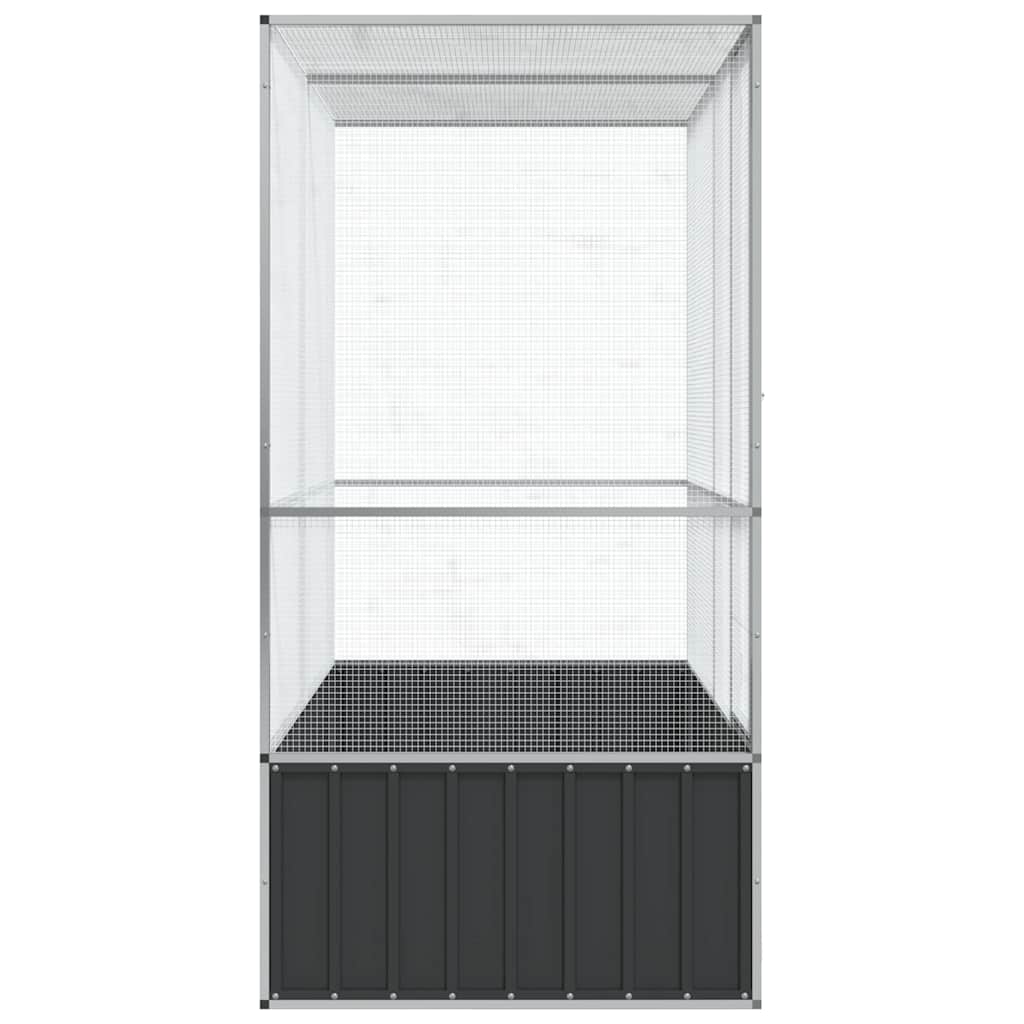 vidaXL Aviário 210,5x107x212 cm aço prateado