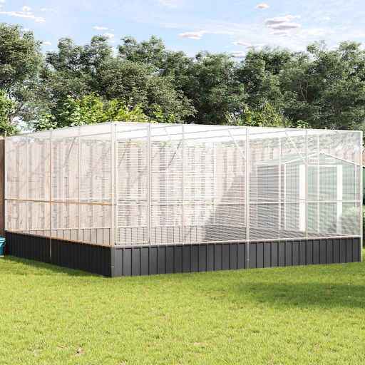 vidaXL Aviário 210,5x107x212 cm aço prateado