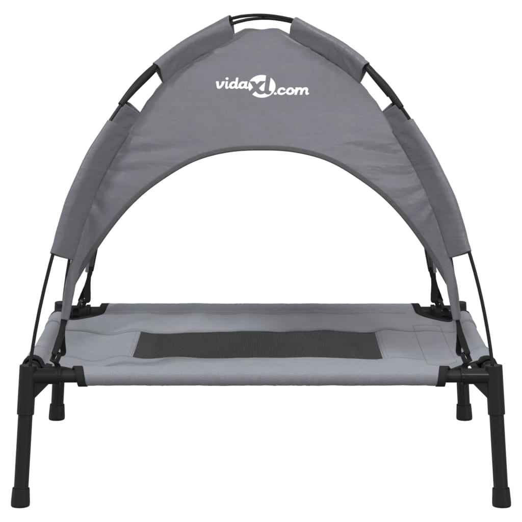 vidaXL Cama para cães com toldo tecido oxford e aço antracite