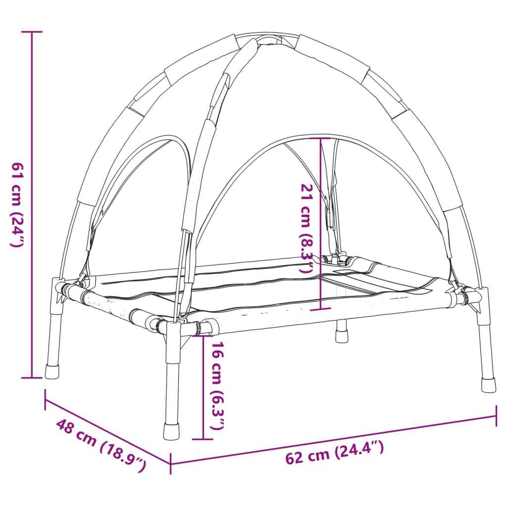 vidaXL Cama para cães com toldo tecido oxford e aço antracite