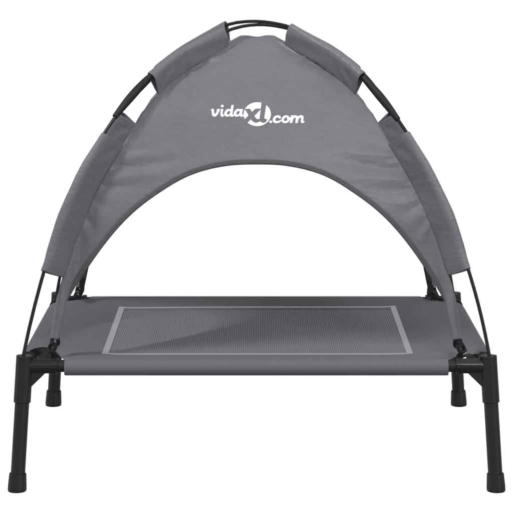 vidaXL Cama para cães com toldo tecido oxford e aço antracite