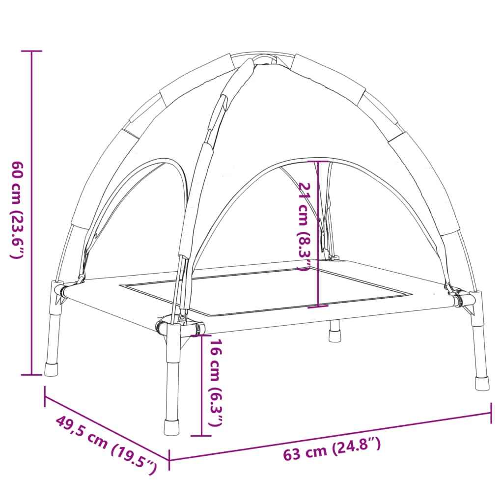 vidaXL Cama para cães com toldo tecido oxford e aço antracite