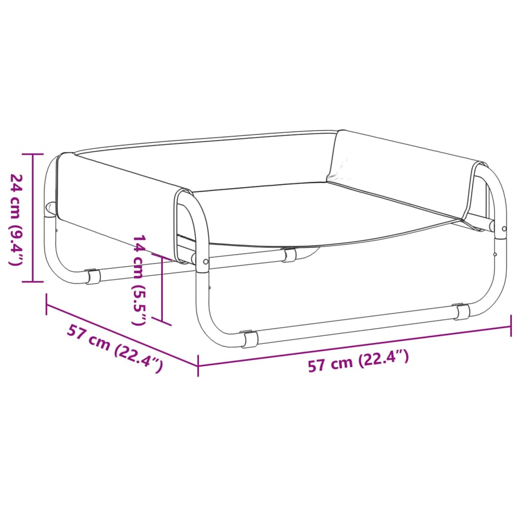 vidaXL Cama para cães elevada tecido oxford e aço antracite