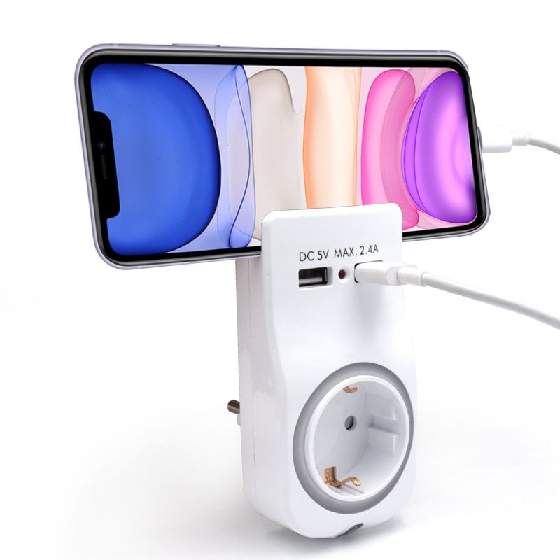 Welly Enjoy IT WY13030 Adaptador de Energia com Suporte 2 Portas USB Branco