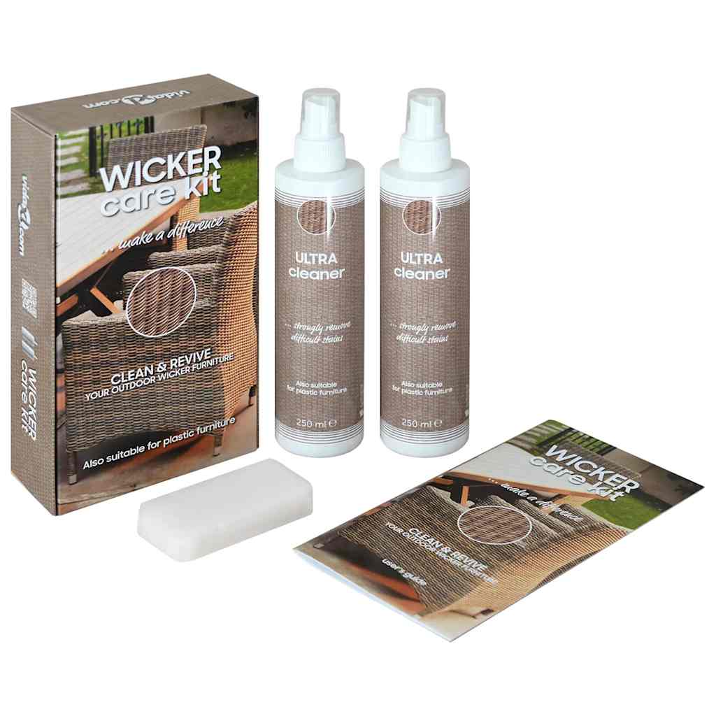 vidaXL Kit limpeza p/ móveis de jardim de vime e textilene 2x250 ml