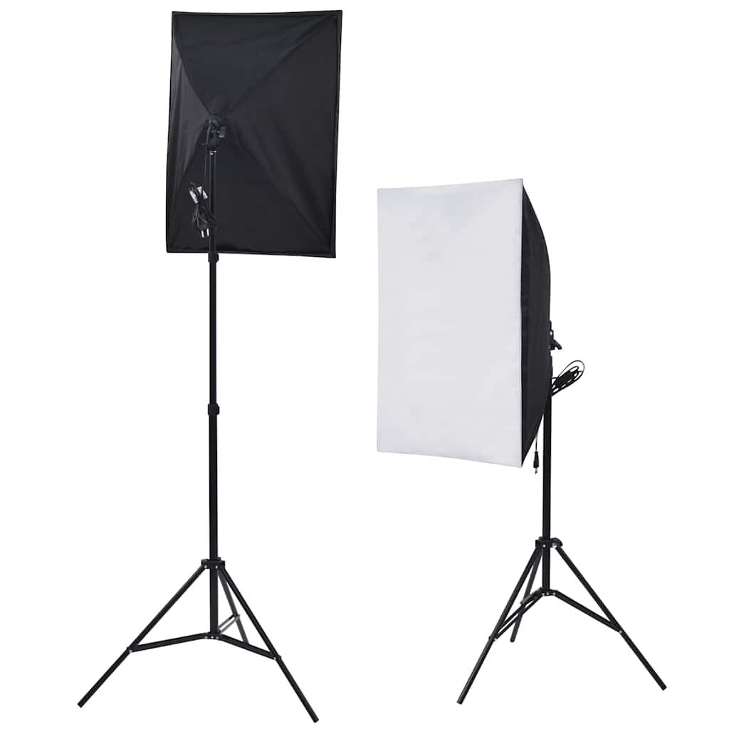 vidaXL Kit estúdio fotográfico c/ 5 fundos coloridos e 2 softboxes