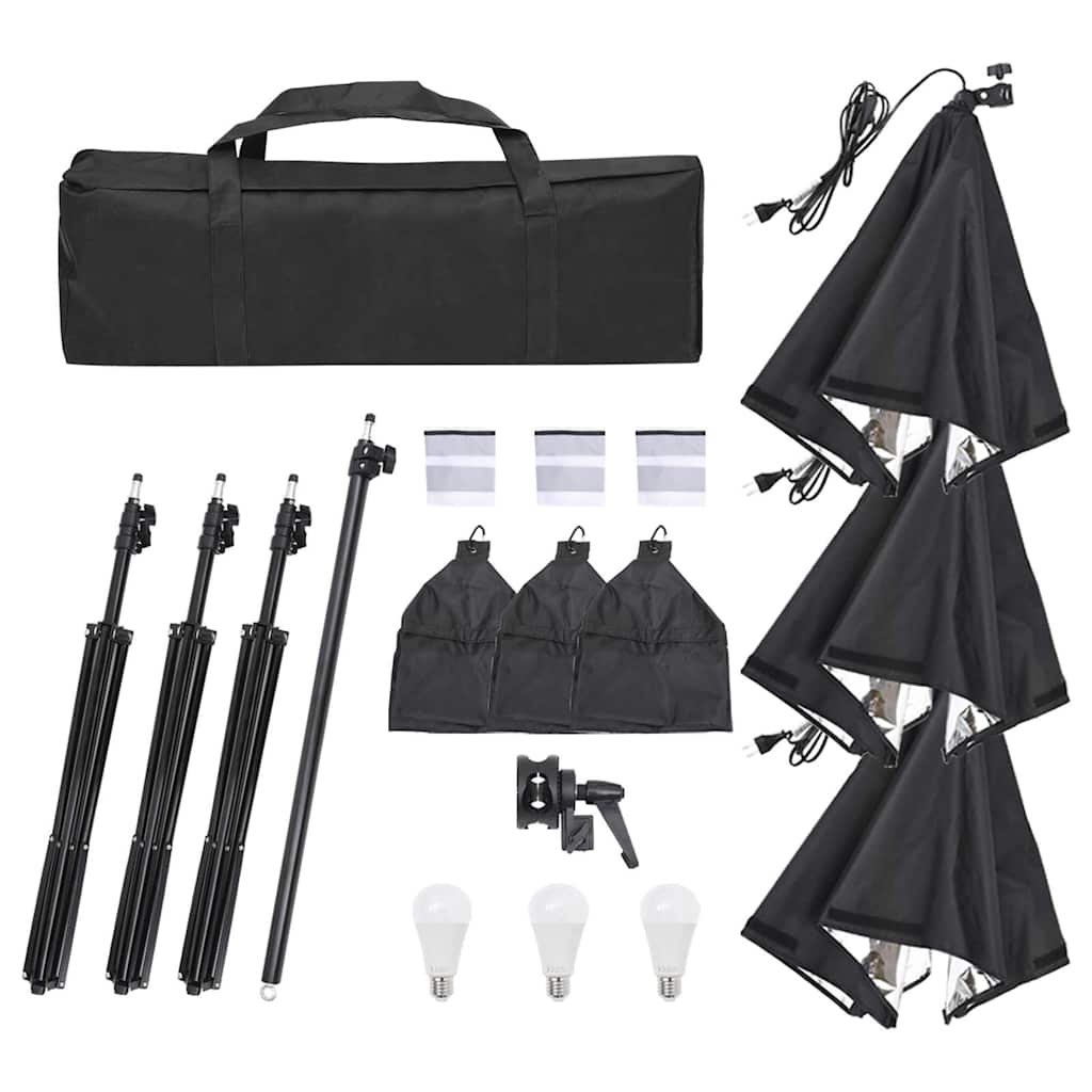 vidaXL Conjunto de iluminação para estúdio com tripé e softbox