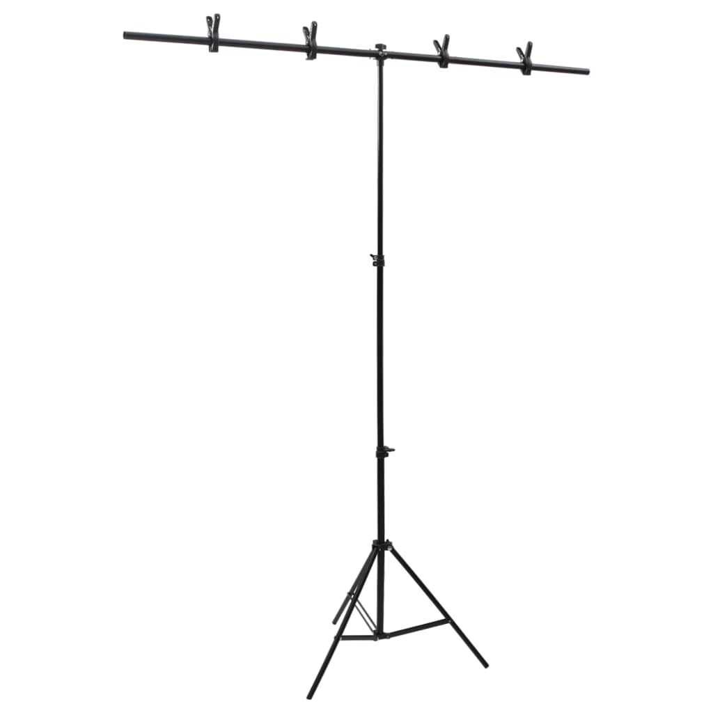 vidaXL Suporte de fundo em forma de T 91x60x(70-200) cm preto