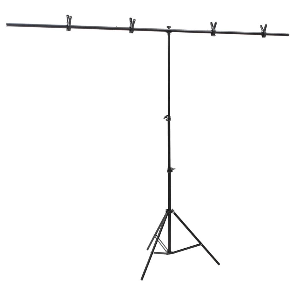 vidaXL Suporte de fundo em forma de T 91x60x(70-200) cm preto