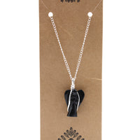 Gemstone Guardian Angel Pendant - Black Agate