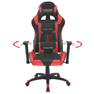 vidaXL Cadeira escritório reclin. estilo corrida pele artif. vermelho