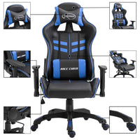 vidaXL Cadeira de gaming couro artificial azul
