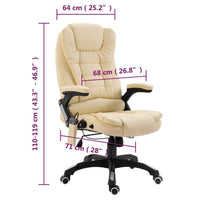 vidaXL Cadeira de escritório c/ função massagem couro artificial creme