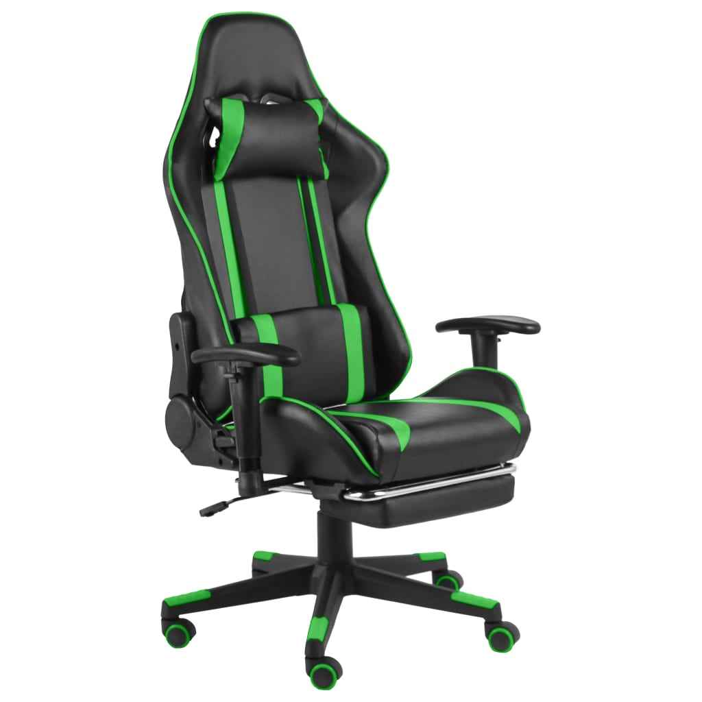 vidaXL Cadeira de gaming giratória PVC verde