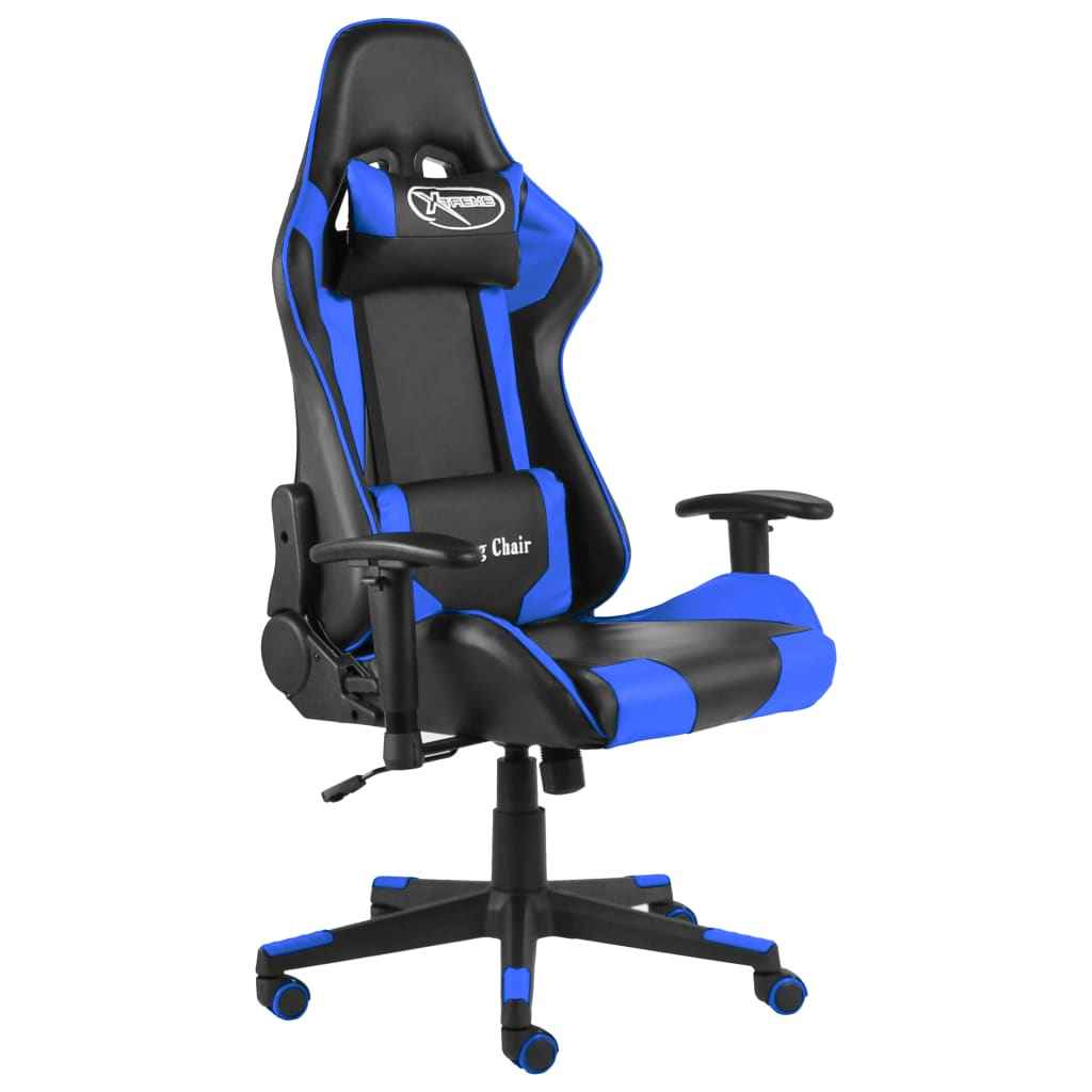 vidaXL Cadeira de gaming giratória PVC azul