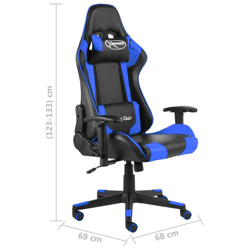 vidaXL Cadeira de gaming giratória PVC azul