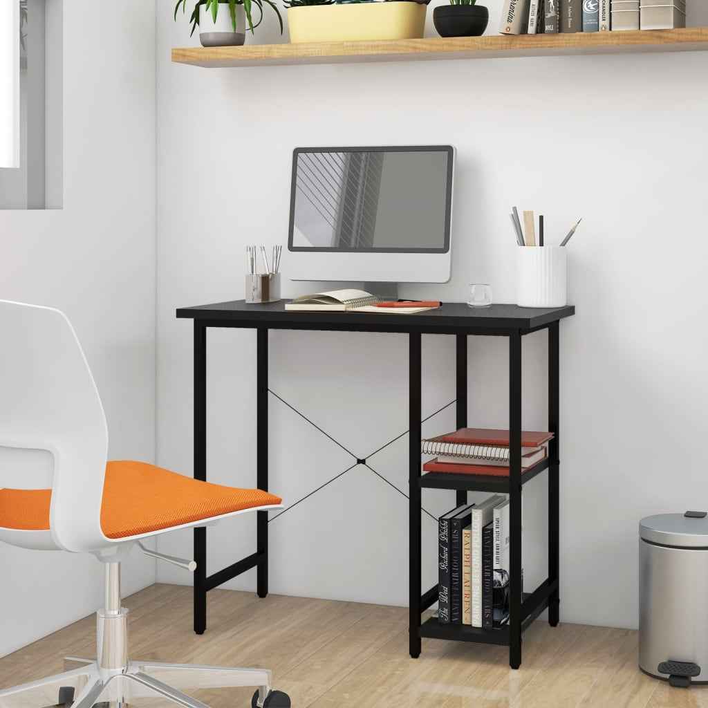 vidaXL Secretária de computador 80x40x72 cm MDF e metal preto