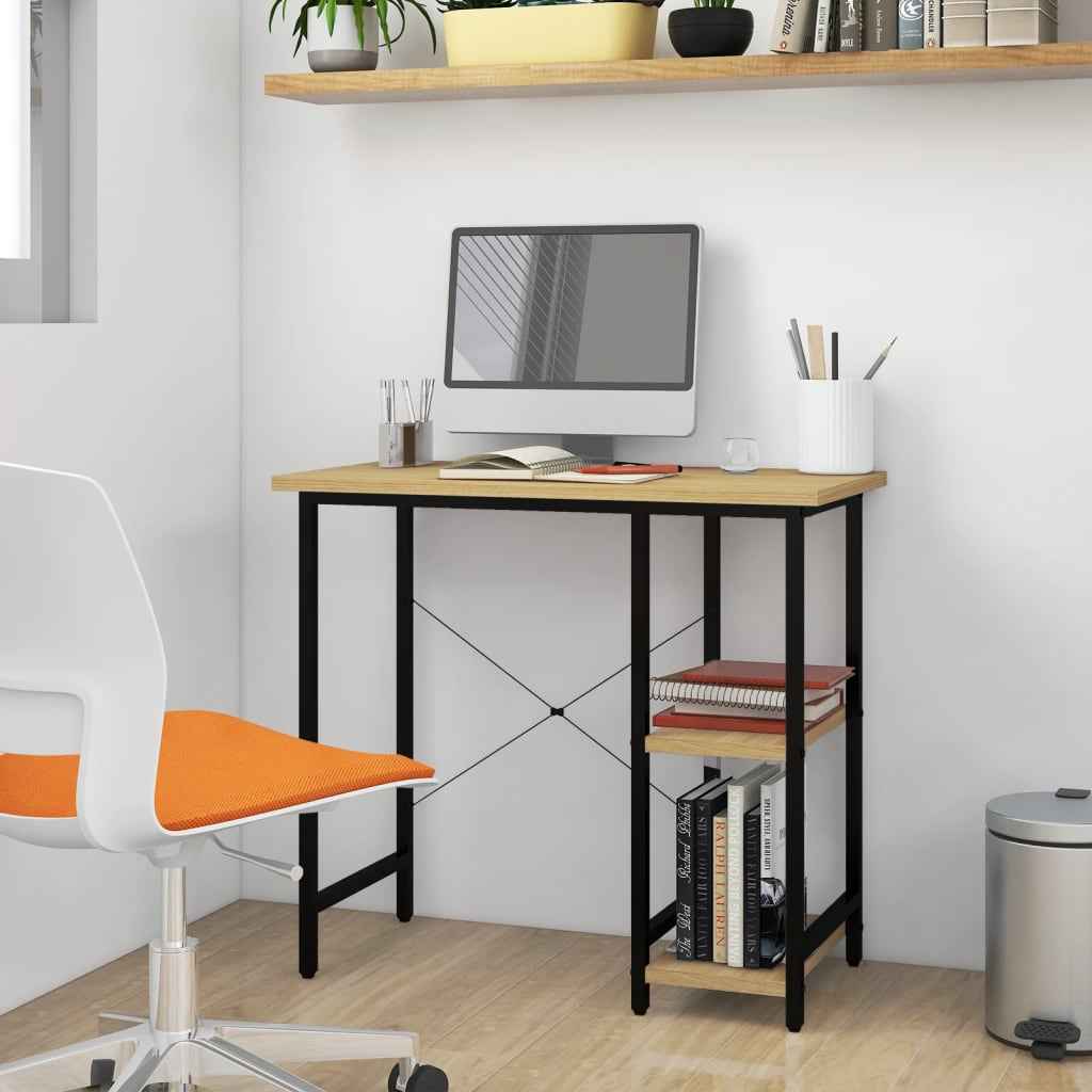 vidaXL Secretária de computador 80x40x72 cm MDF e metal preto
