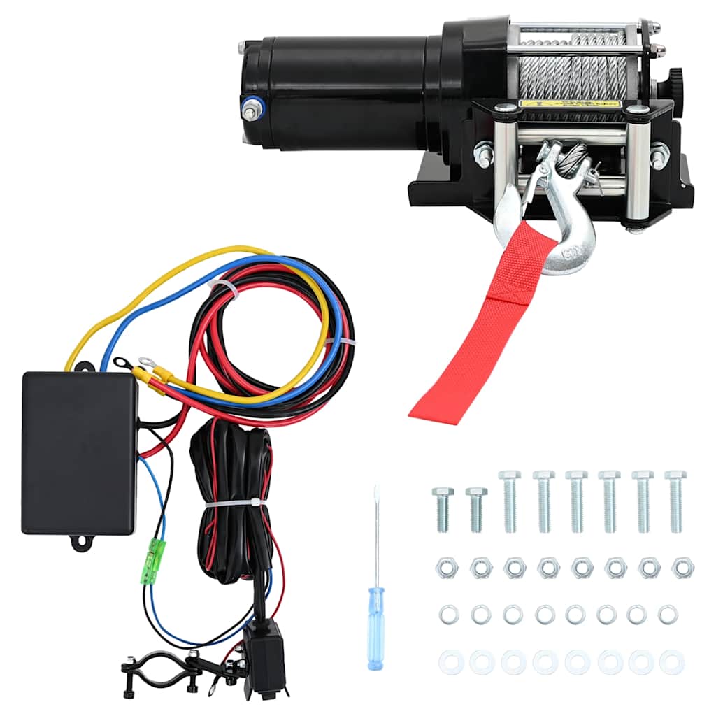 Guincho elétrico 12 V 907 kg com controlo remoto c/fios