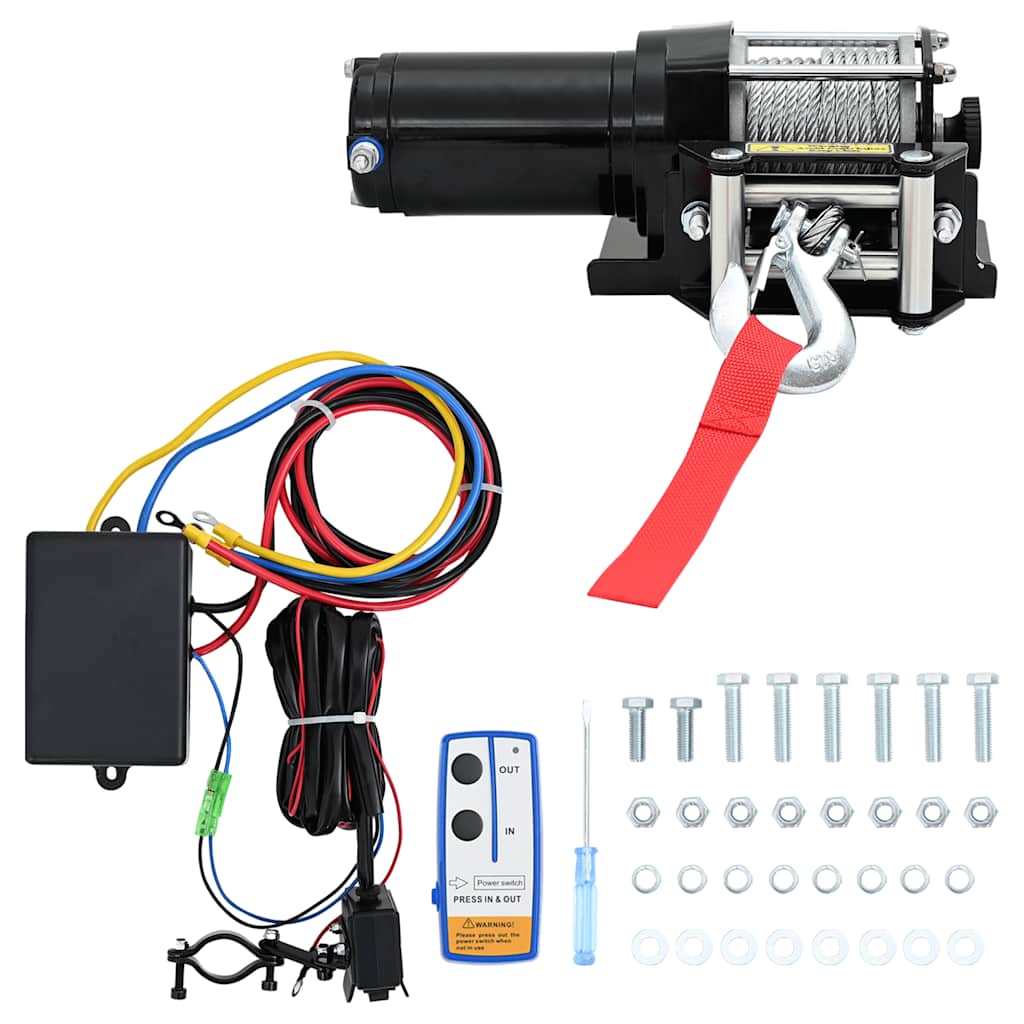 Guincho elétrico 12 V 907 kg com controlo remoto c/fios