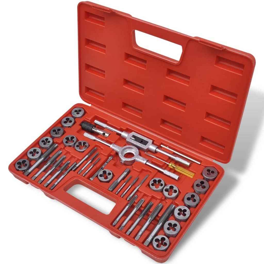 vidaXL Conjunto de machos e caçonetes para abrir roscas 111 pcs