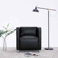 vidaXL Poltrona em forma de cubo couro artificial preto