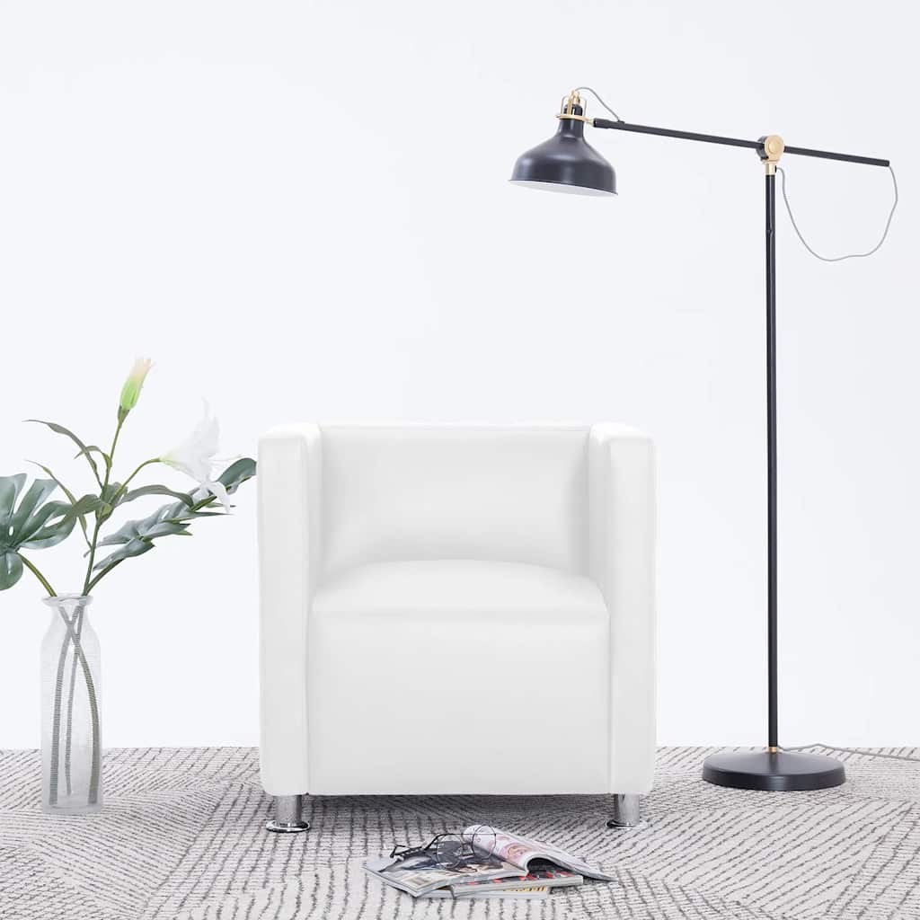 vidaXL Poltrona em forma de cubo couro artificial preto