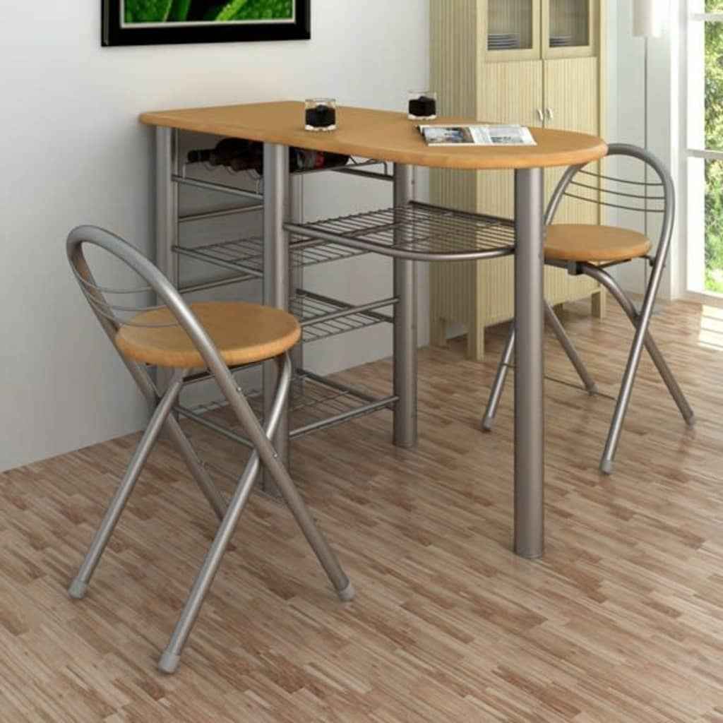 vidaXL Conjunto de mesa e cadeiras cozinha/bar madeira