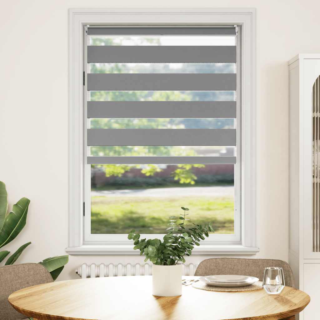 vidaXL Cortina Zebra 40,9x100 cm, Largura do tecido 36,7 cm, cinza