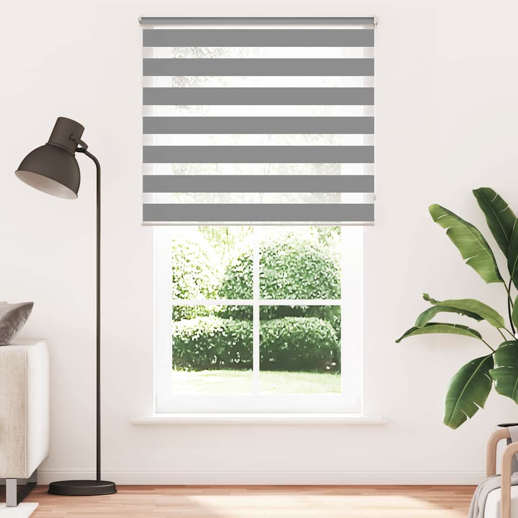 vidaXL Cortina Zebra 40,9x100 cm, Largura do tecido 36,7 cm, cinza