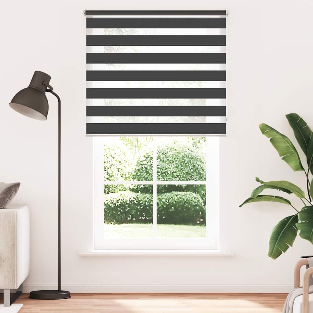 vidaXL Cortina Zebra 40,9x100 cm, Largura do tecido 36,7 cm, cinza