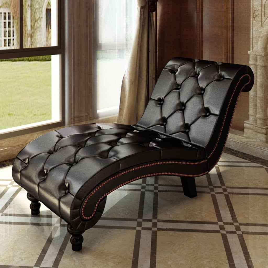 vidaXL Chaise longue couro artificial castanho