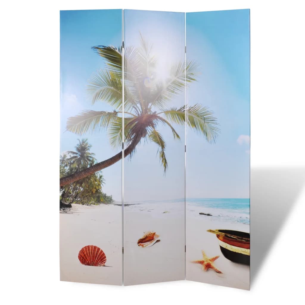 vidaXL Biombo dobrável com estampa de praia 120x170 cm