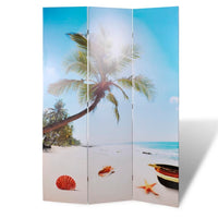 vidaXL Biombo dobrável com estampa de praia 120x170 cm