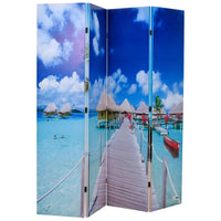 vidaXL Biombo dobrável com estampa de praia 120x170 cm