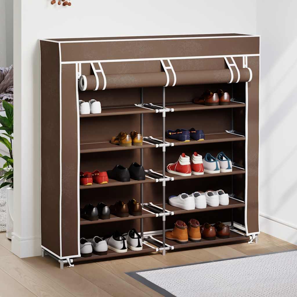 vidaXL Armário p/ sapatos com cobertura 115x28x110cm tecido preto