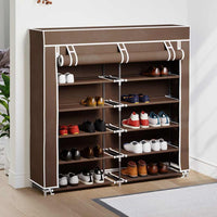 vidaXL Armário p/ sapatos com cobertura 115x28x110cm tecido preto