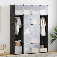 vidaXL Armário plástico modular 9 gavetas 109x36,5x143 cm preto branco