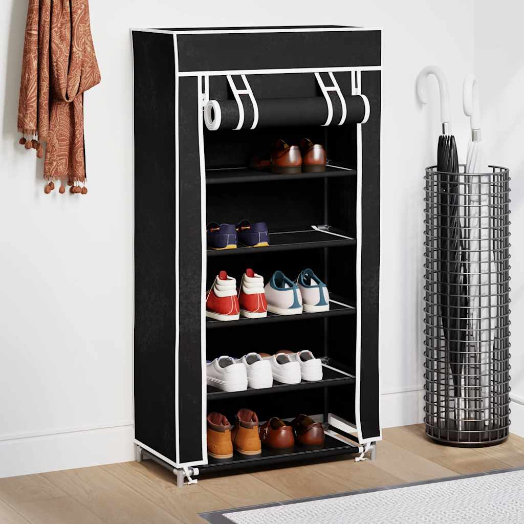 vidaXL Armário p/ sapatos com cobertura 58x28x106cm tecido preto