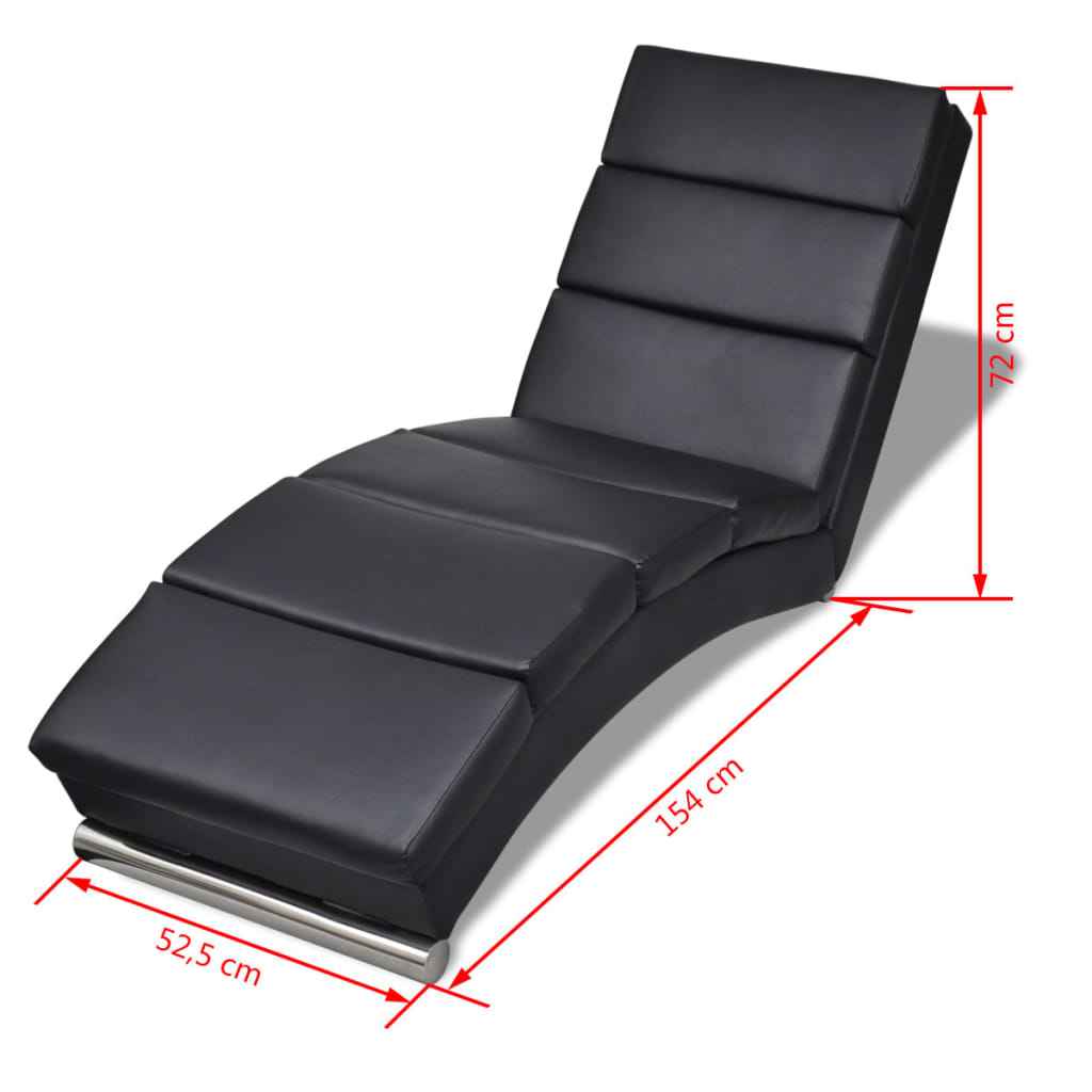 vidaXL Chaise longue couro artificial preto