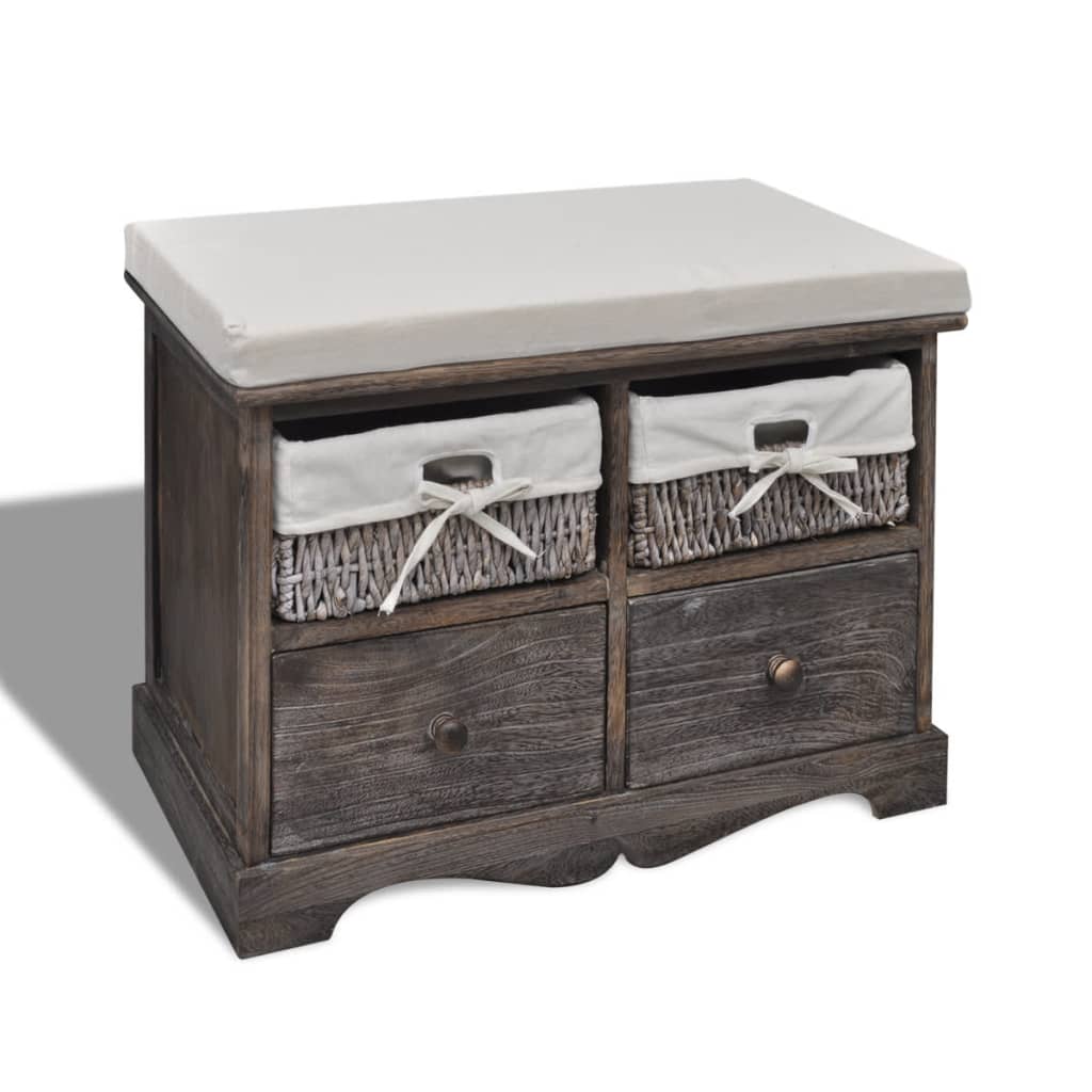 vidaXL Banco de arrumação 62x33x42 cm madeira de paulownia branco
