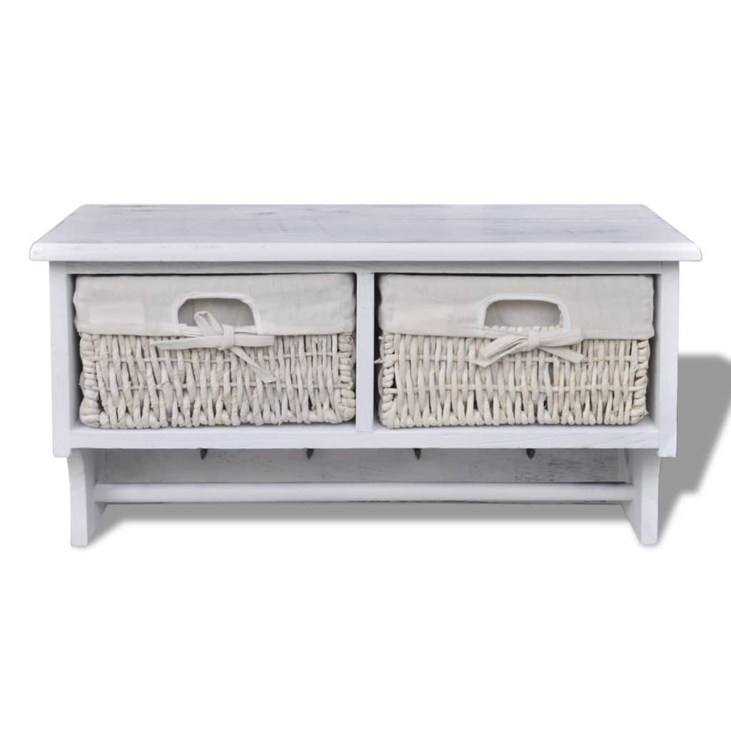 vidaXL Prateleira de parede 60x23,5x33 cm madeira de paulownia branco