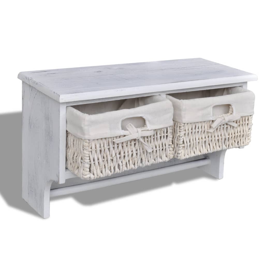 vidaXL Prateleira de parede 60x23,5x33 cm madeira de paulownia branco