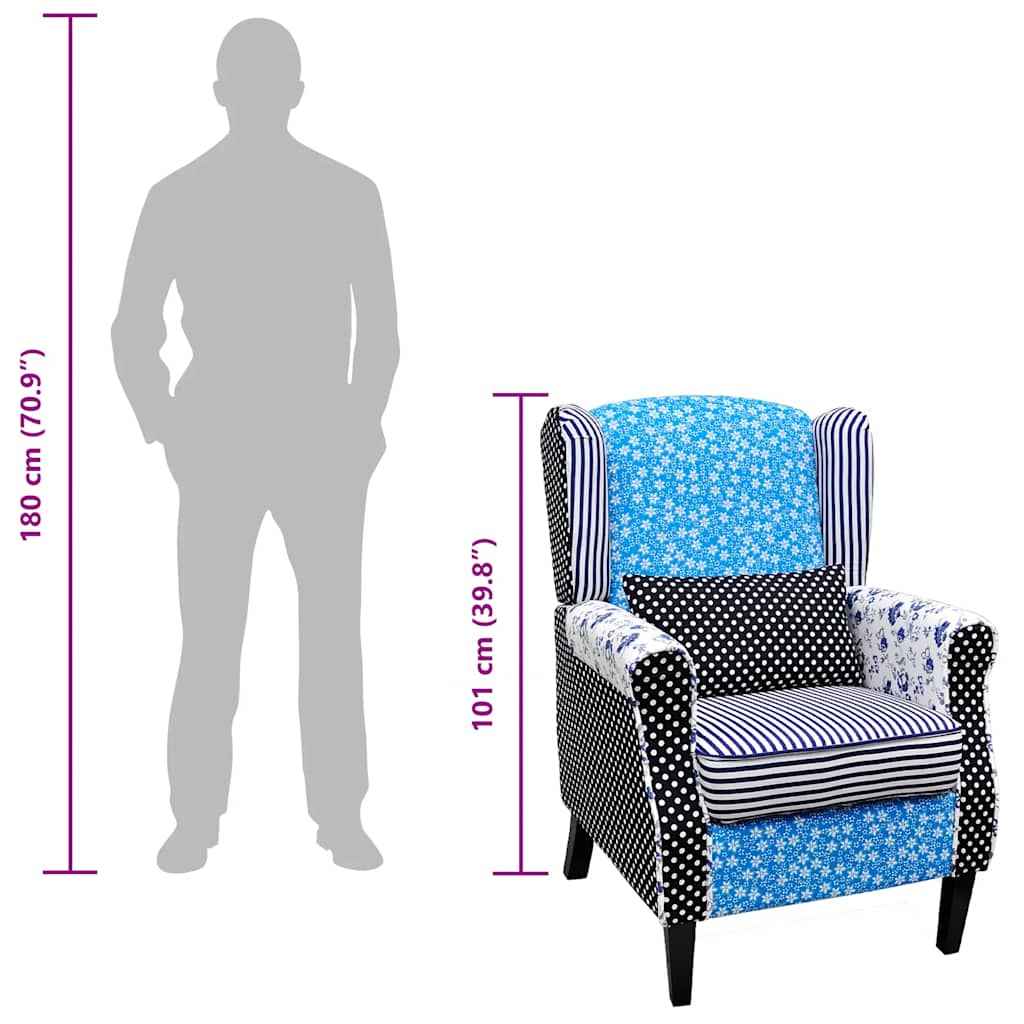 vidaXL Poltrona de tecido com design de retalhos